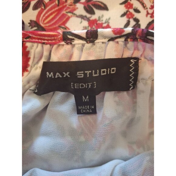 Max Studio Womens Halter Top Medium Pink Strap Sleevless Floral Coconutgirl Boho - Picture 4 of 8